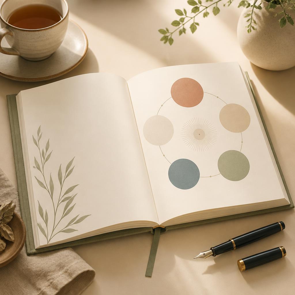 Cuaderno abierto mostrando el mapa de las cinco zonas del método
